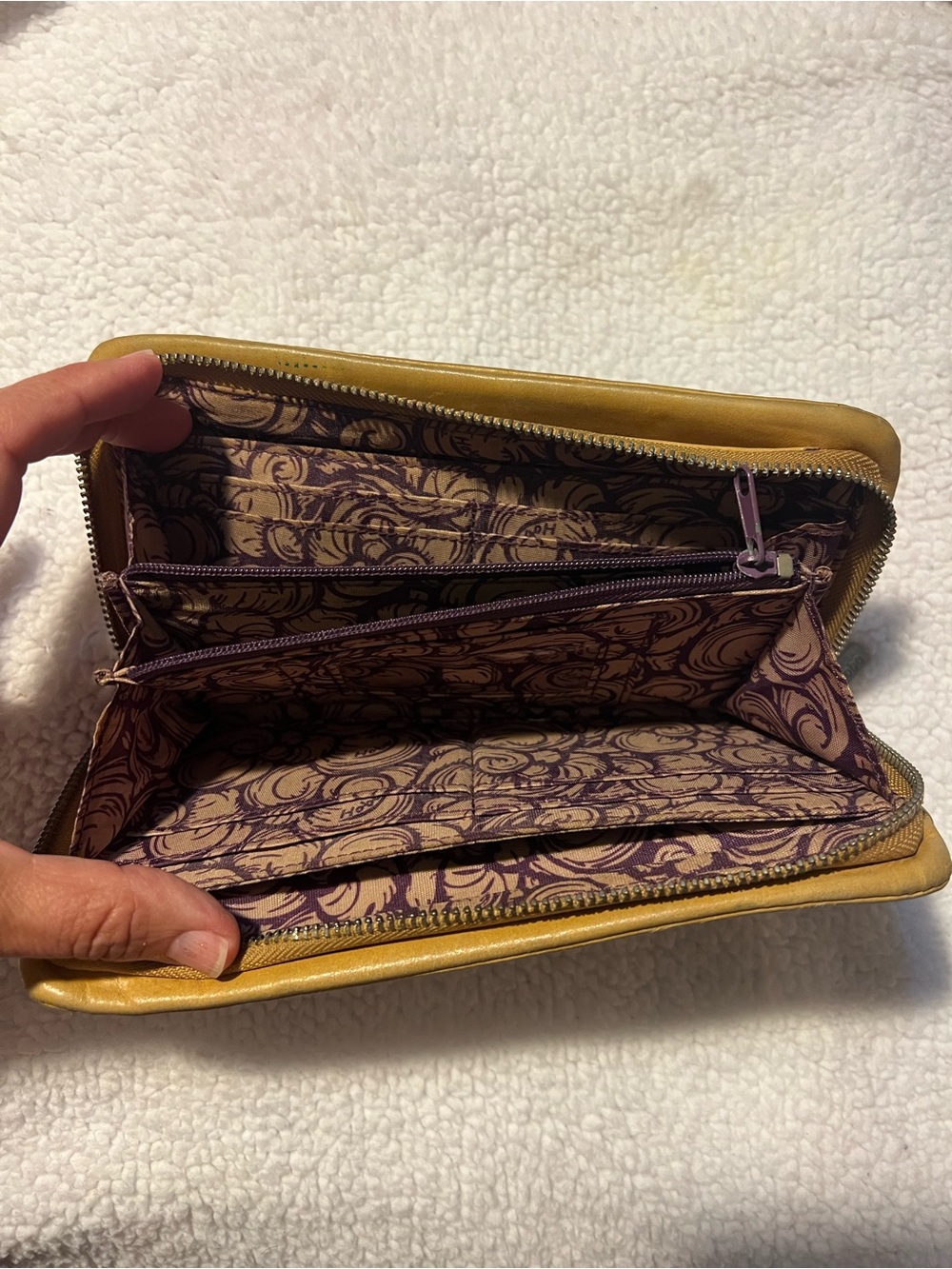 HOBO Leather Wristlet Pouch in Mustard